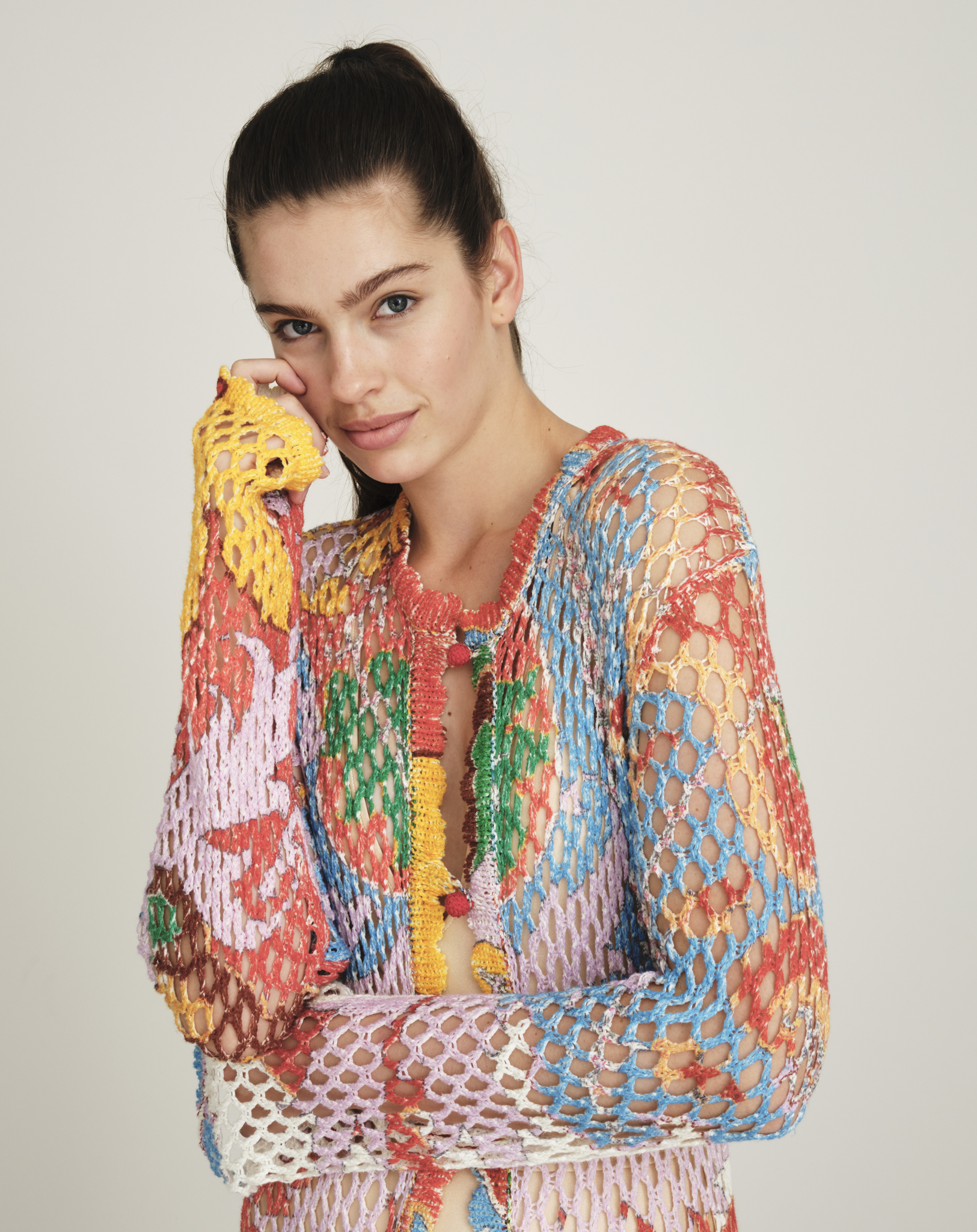 Etro - Printed Crochet / Knit Linen Long Cardigan IT42